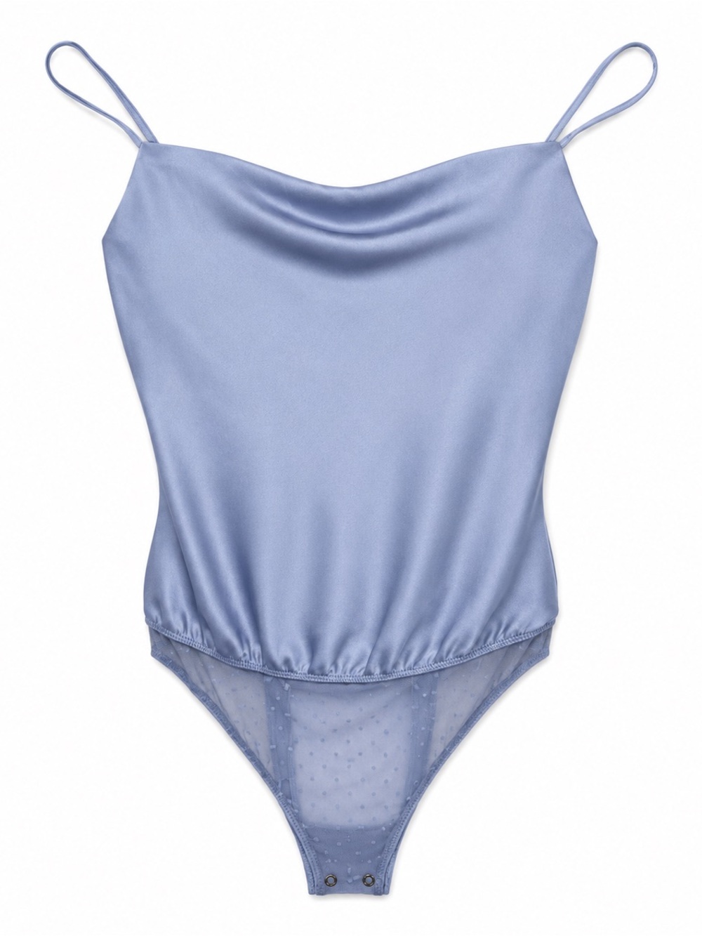 Abercrombie & Fitch Satin Cowl-Neck Bodysuit in Light Periwinkle